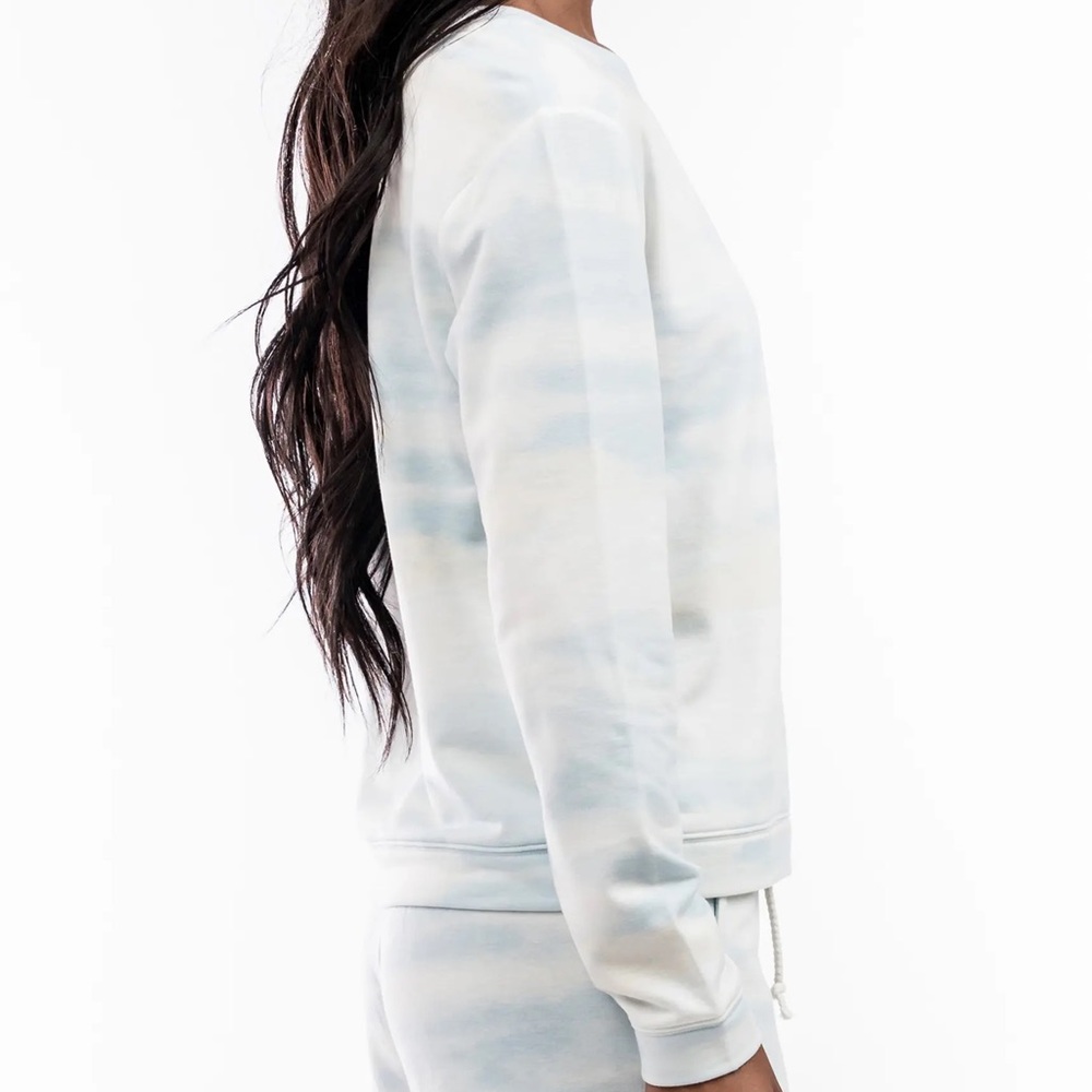 Rachel Parcell Lounge Set Fleece Joggers Crewneck Sweatshirt Blue Cloud - Picture 7 of 10